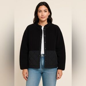 JJill Fit NEW Black Sherpa & Quilted Snap-Front Jacket Cozy & Chic size 3X